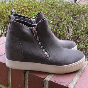 Steve Madden Gray Suede Wedge Sneaker Booties
